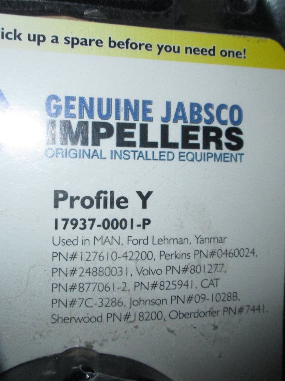 Genuine Jabsco Impeller/ProfileY/17937-0001-P